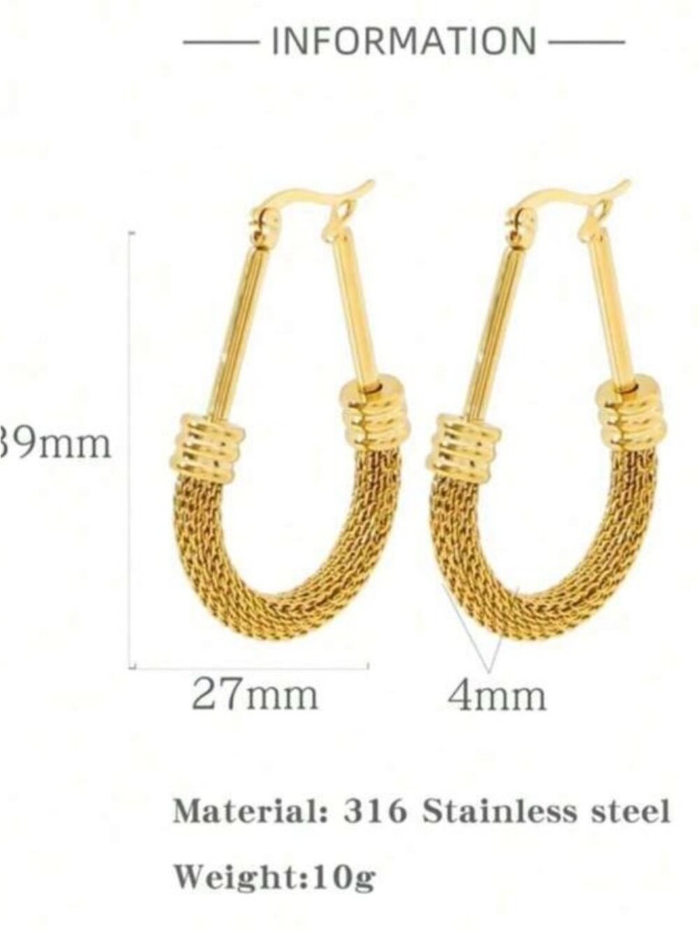 Valencia Textured Rope Mesh Earrings - Picture 4 of 5